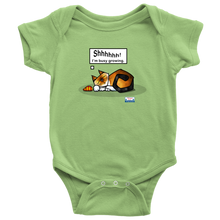 Load image into Gallery viewer, Shh! I&#39;m busy growing - Baby Onesie featuring baby Pixel in nap mode
