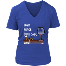 Load image into Gallery viewer, Love, Peace, Cats - Women&#39;s V-Neck T-Shirt
